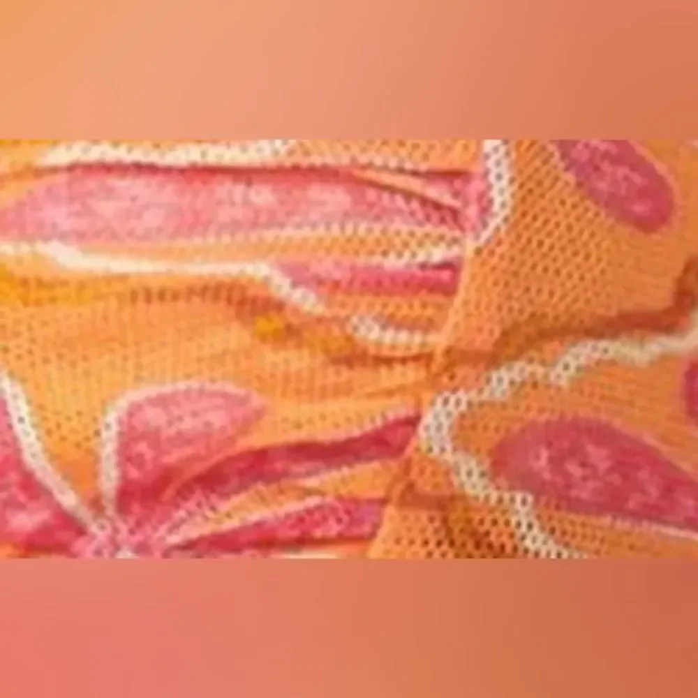 Free People NWT Through The Meadow Ruched Mesh Top in Grapefruit Seltzer size M